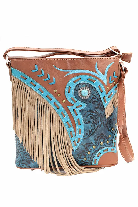 Heat of the Moment Turquoise/Tan Messenger Bag