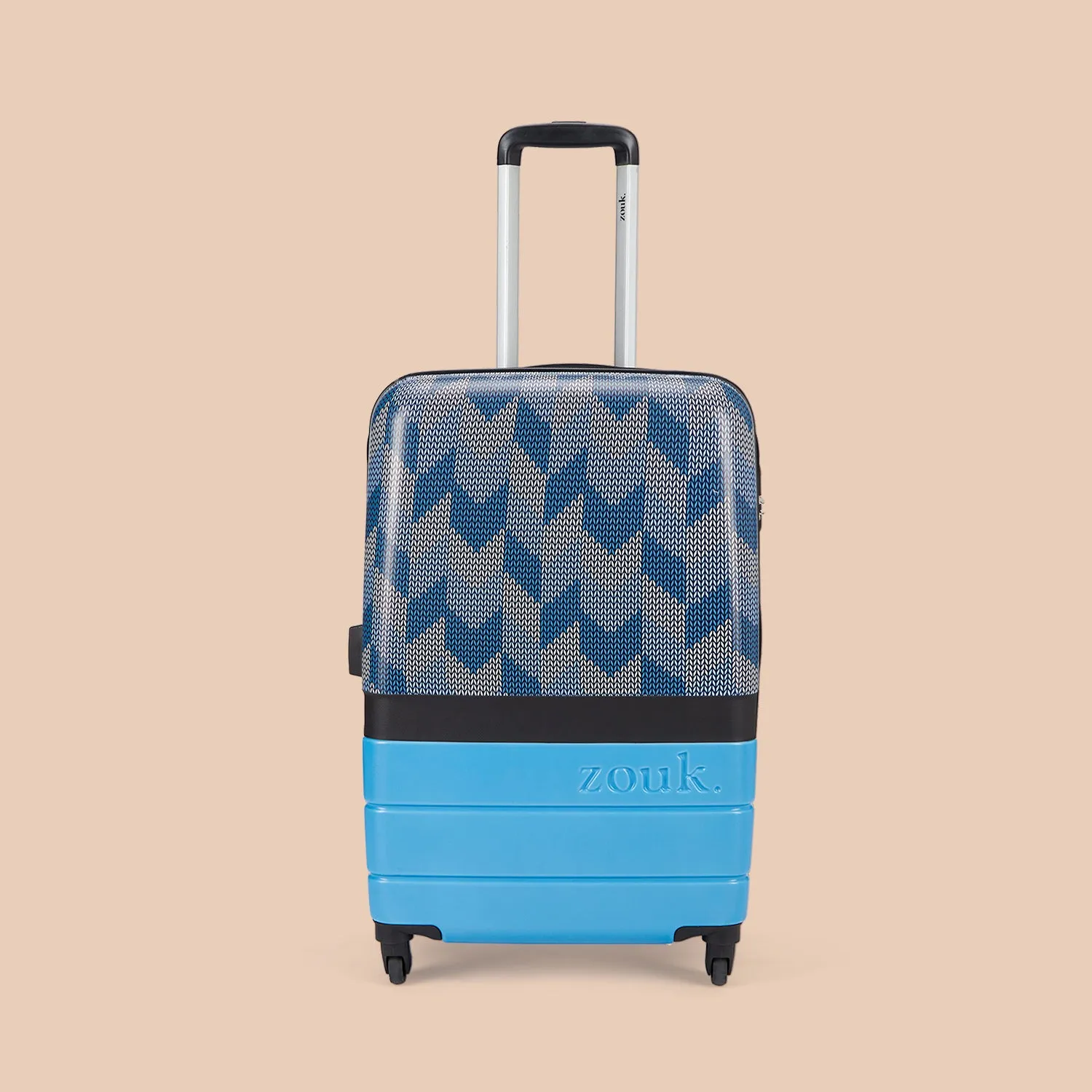 Himachal Chevron Blue Raahi Trolley Bag Combo (Medium & Large)