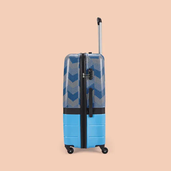 Himachal Chevron Blue Raahi Trolley Bag Combo (Medium & Large)