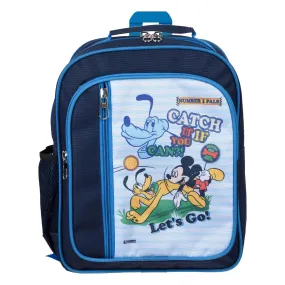 Kuber Industries Disney Mickey Catch It School Bag | Kids School Bags | Student Bookbag | School Bag for Girls & Boys | School Backpack for Kids | 4 Compartments School Bag | Navy Blue