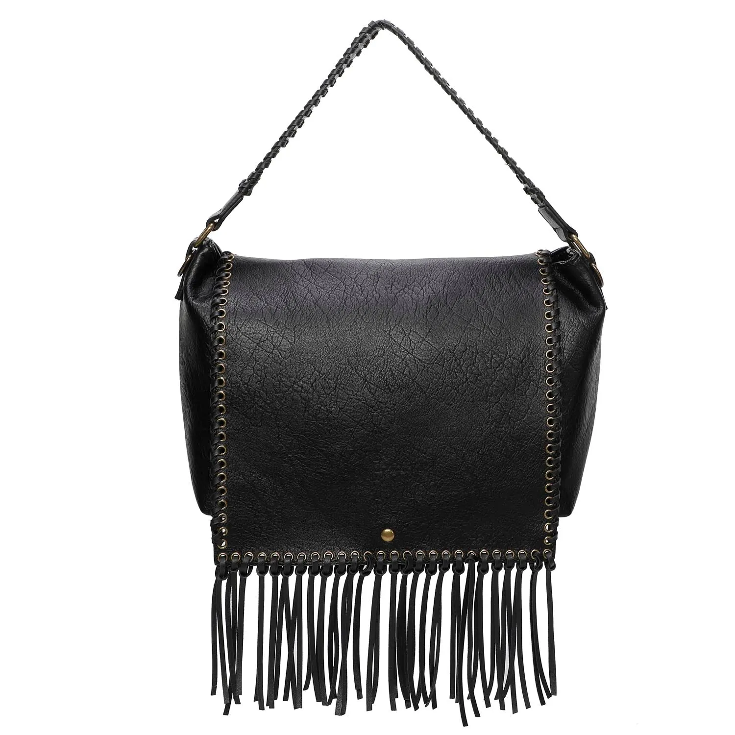 Lacey Fringe Messenger - Black