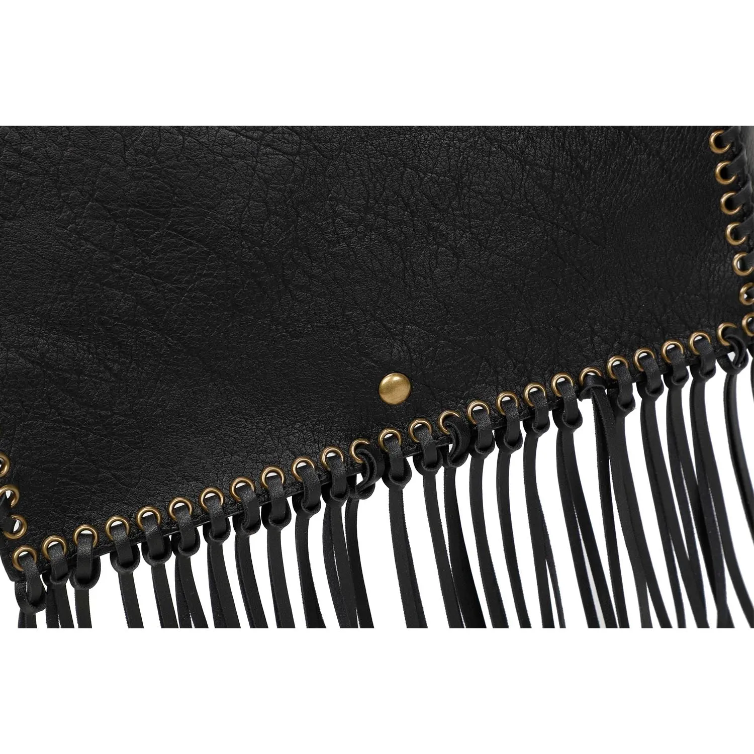 Lacey Fringe Messenger - Black