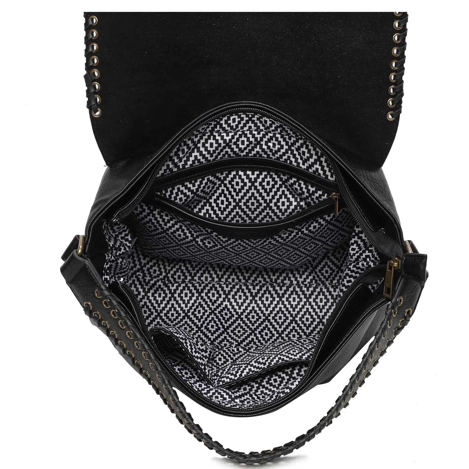 Lacey Fringe Messenger - Black