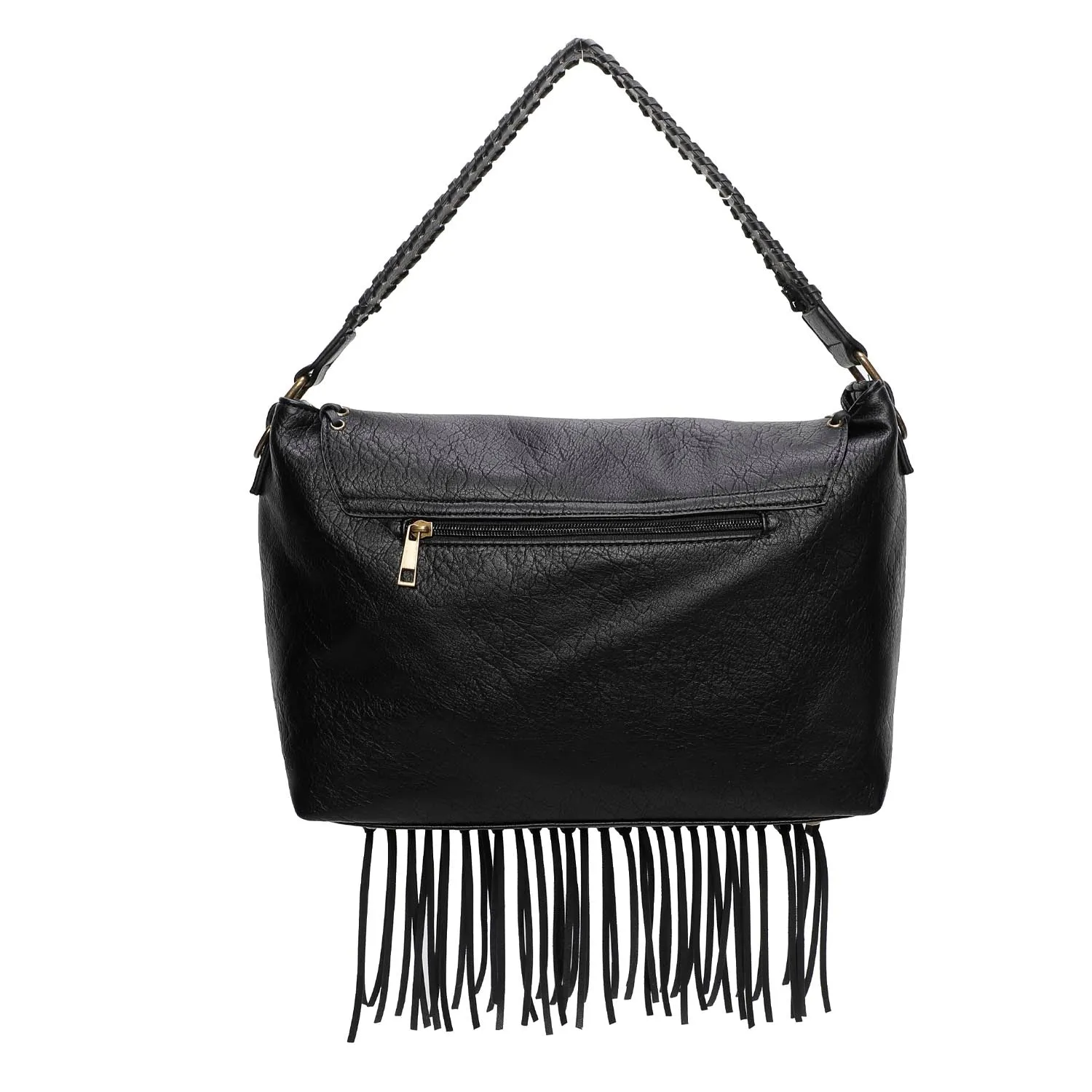 Lacey Fringe Messenger - Black