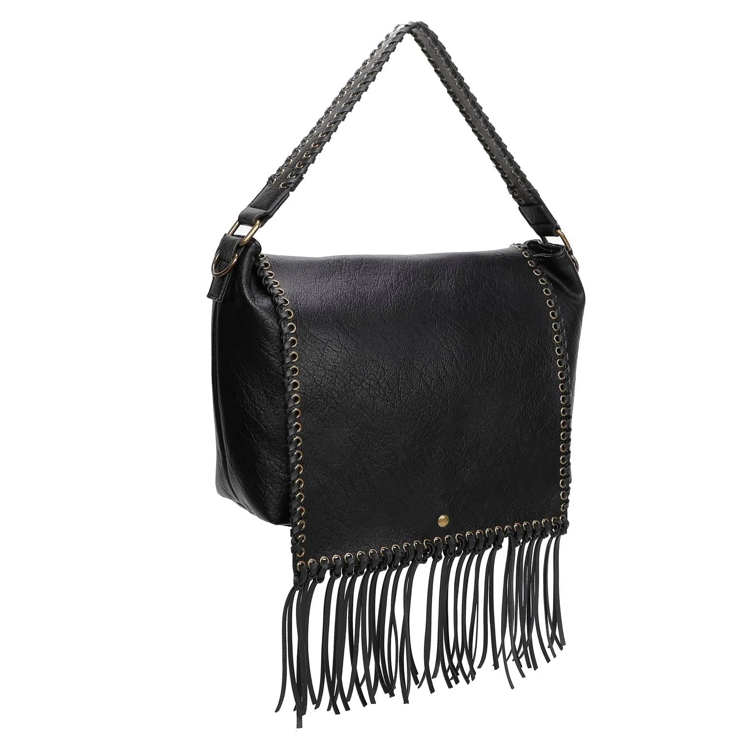 Lacey Fringe Messenger - Black