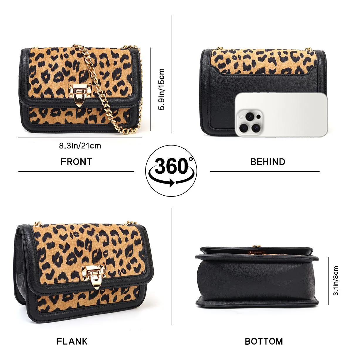 Ladies Leopard Flap Small Shoulder Bag TZBG0505