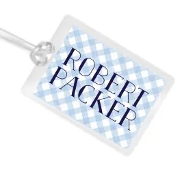 Laminated Bag Tag - Blue Gingham