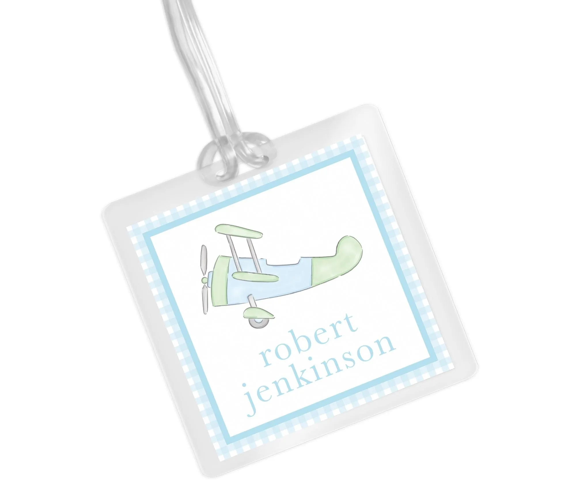 Laminated Bag Tag - Pastel Airplane