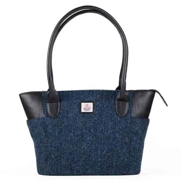 Large Tote Bag Blue Harris Tweed