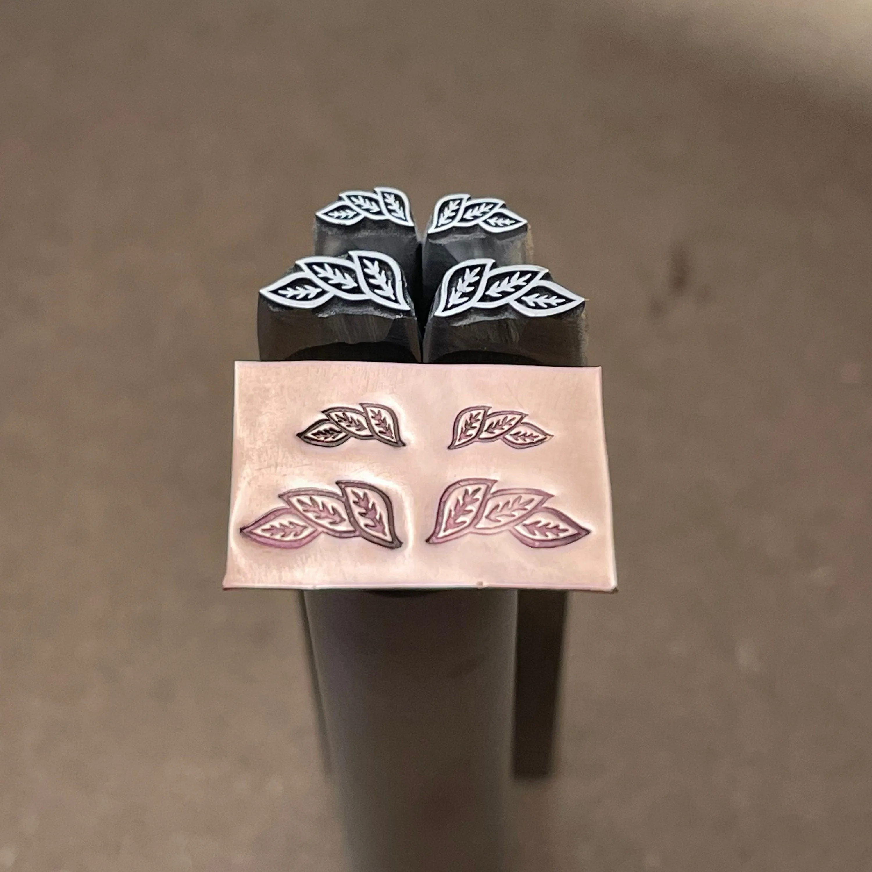 Leaf Trio! Two Sizes. Now with thicker lines! Metal Hand Stamp.