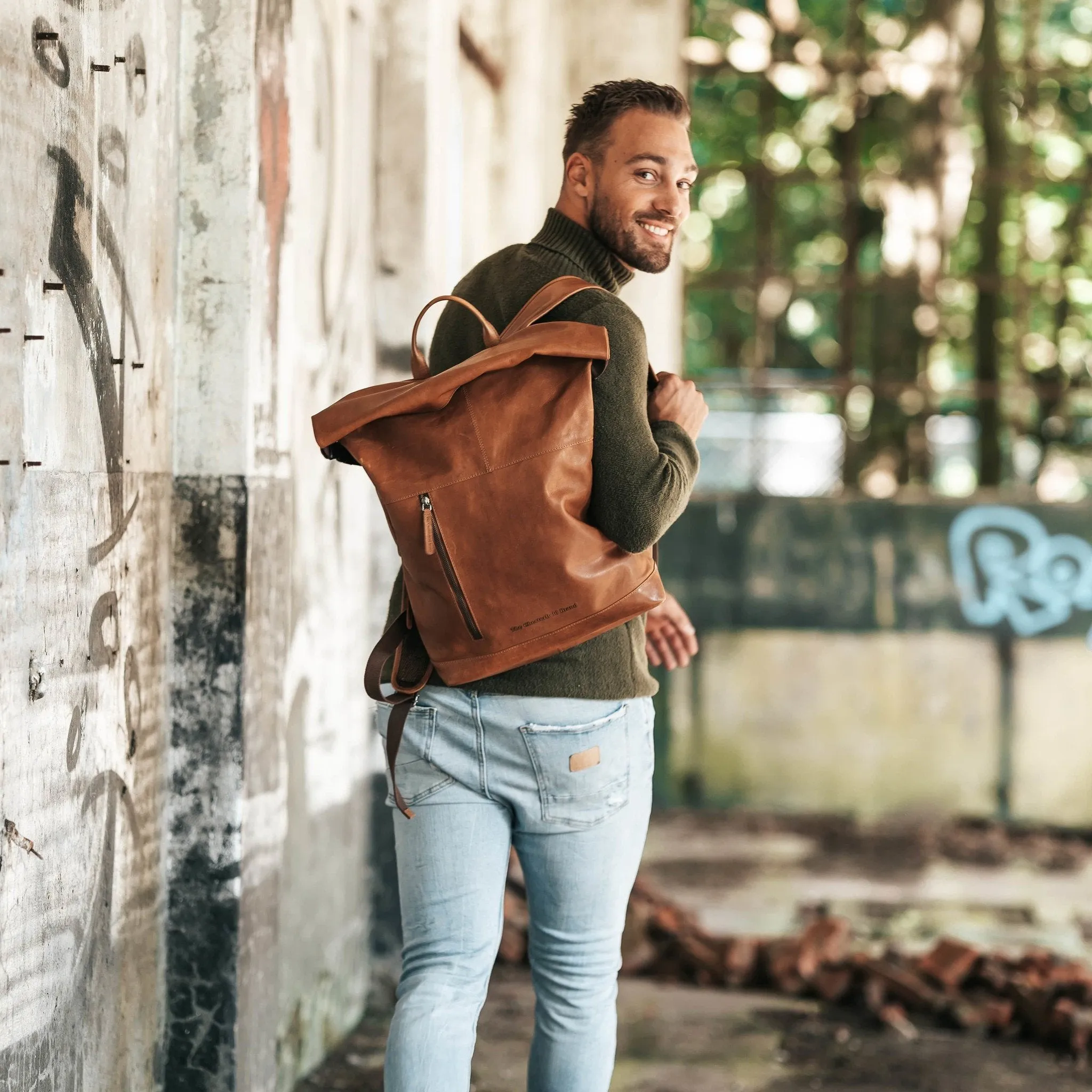 Leather Backpack Cognac Liverpool