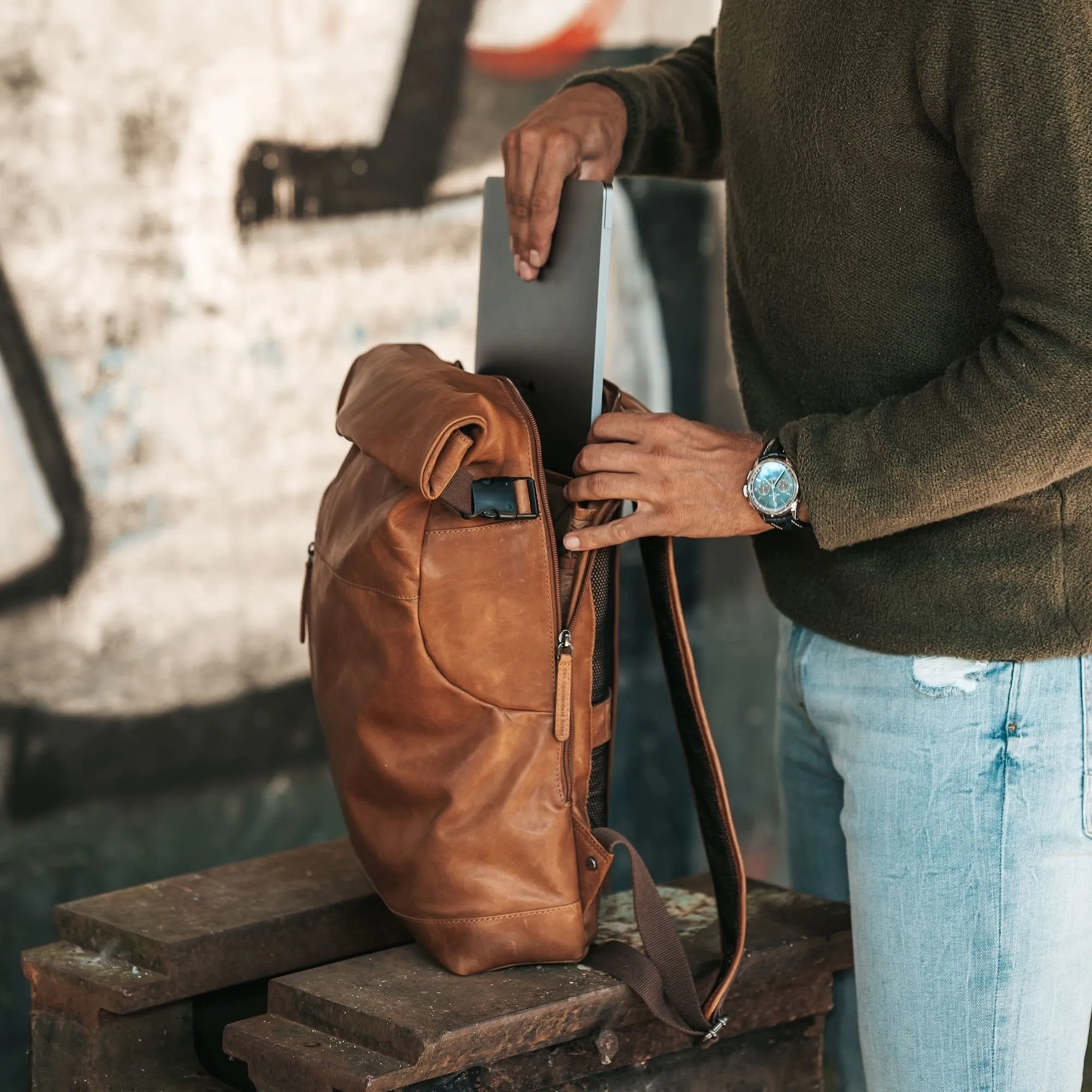 Leather Backpack Cognac Liverpool