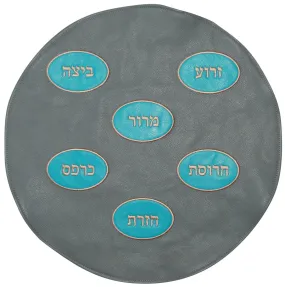 Leather Matzah Cover with Appliqued Simonim MA140-LG