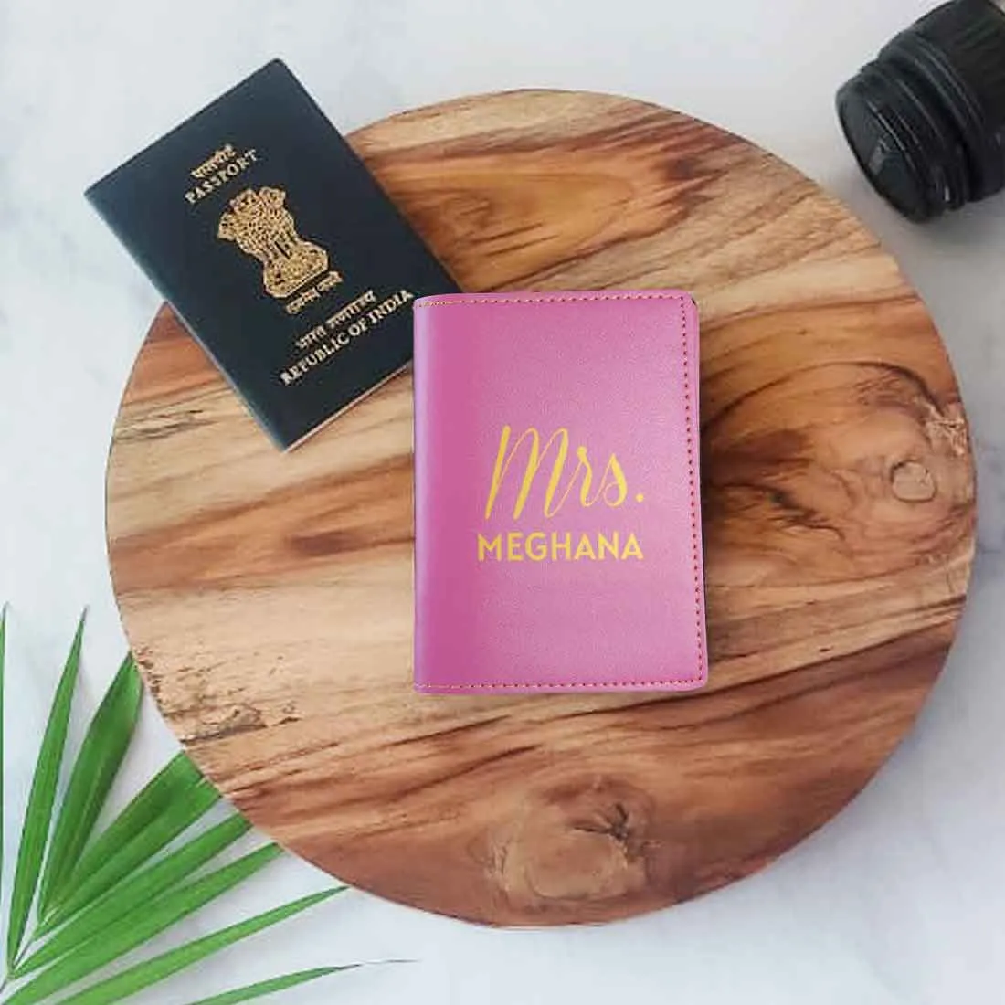 Leather Passport Case Personalized for couples MRS - Anniversary Gift