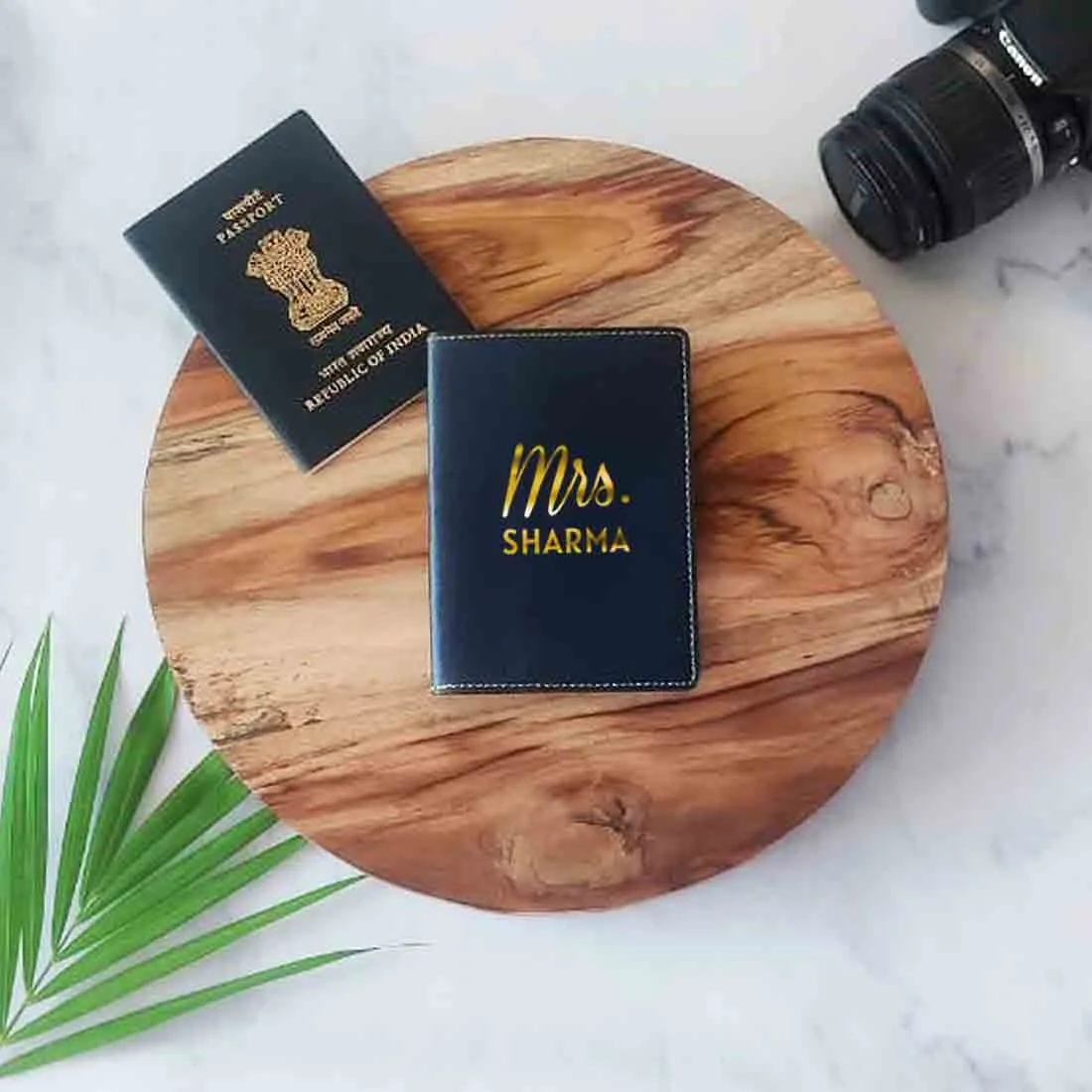 Leather Passport Case Personalized for couples MRS - Anniversary Gift