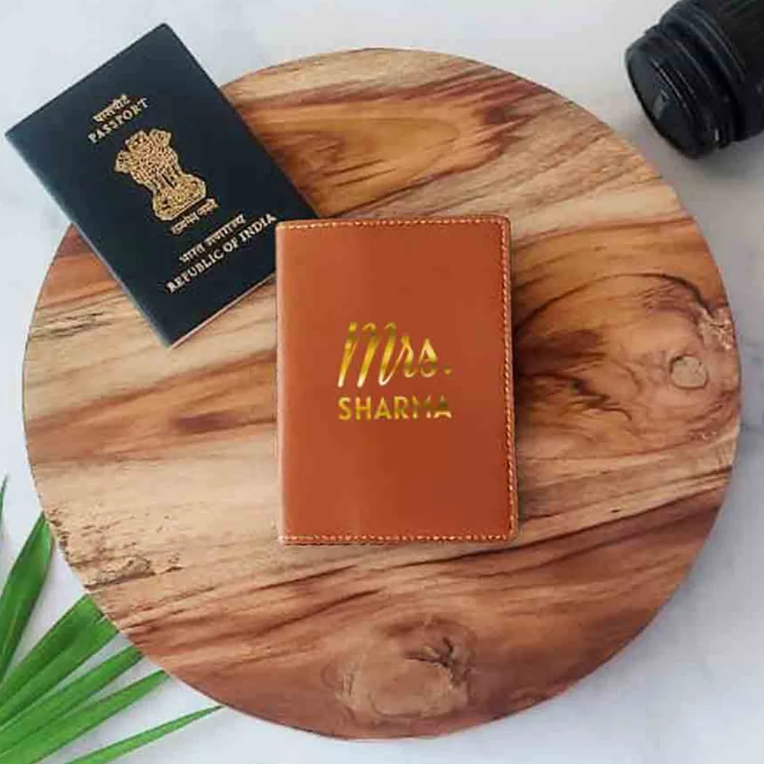 Leather Passport Case Personalized for couples MRS - Anniversary Gift