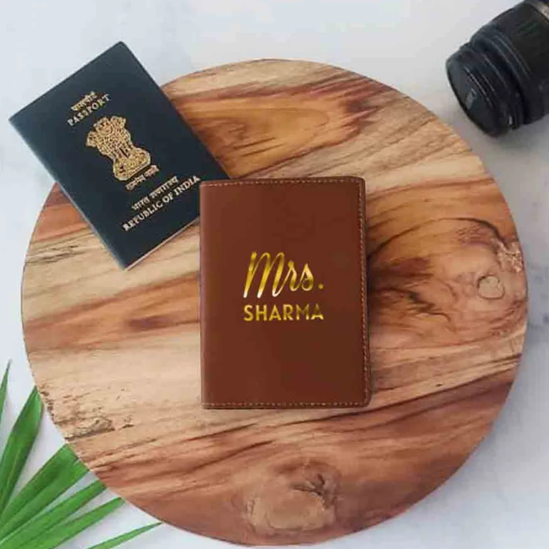 Leather Passport Case Personalized for couples MRS - Anniversary Gift