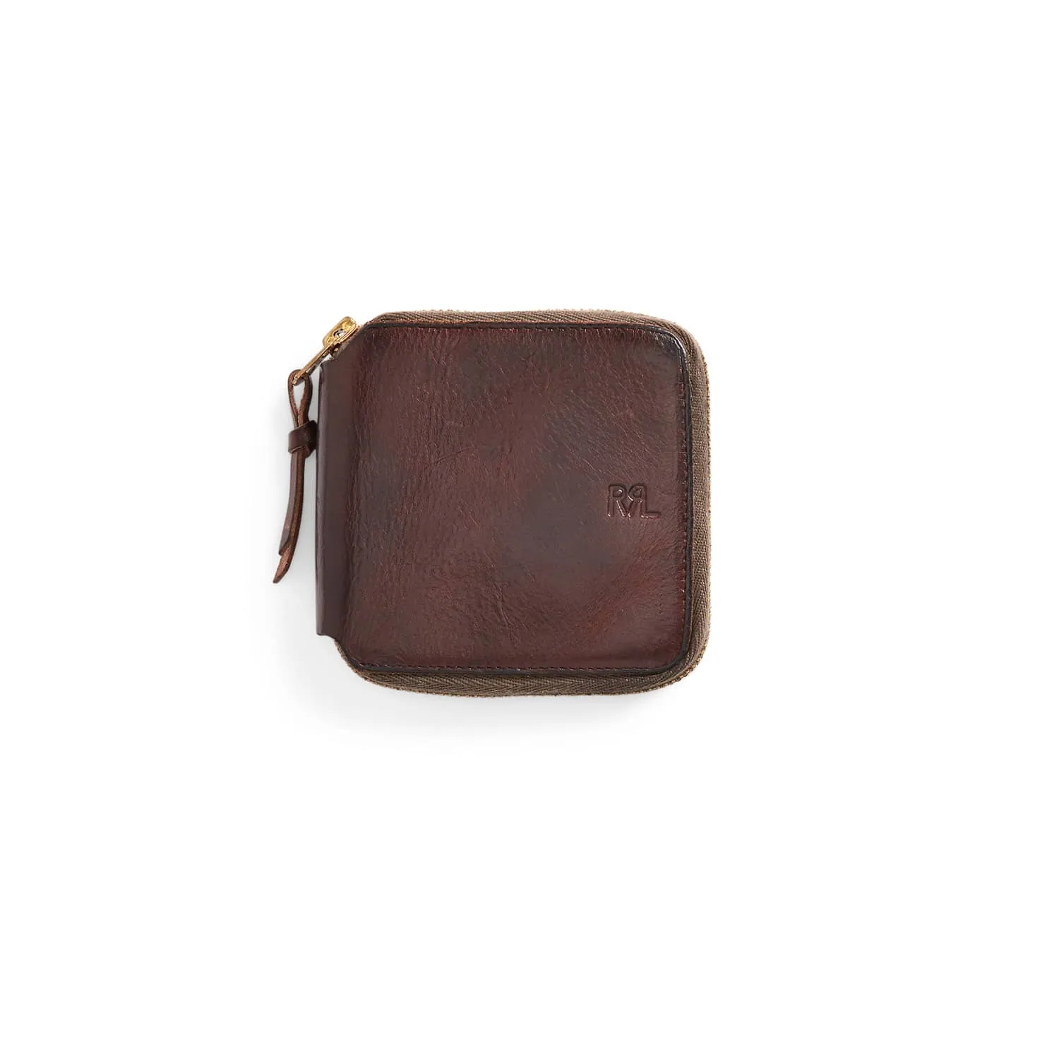 Leather Zip Wallet Dark Brown