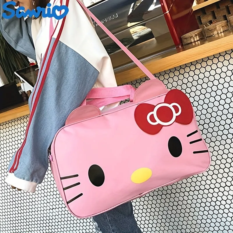 [Licensed] Hello Kitty New 2024 Trendy Travel Bag Waterproof Large Capacity Cute Cartoon KT Luggage Bag Women's Portable Short-distance Travel Bag Sports Bag Shoulder Fitness Bag Travel Storage Bag