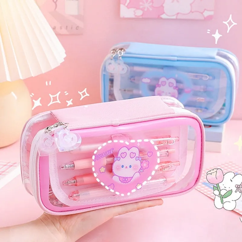 Love Bunny Kawaii Large Pencil Case