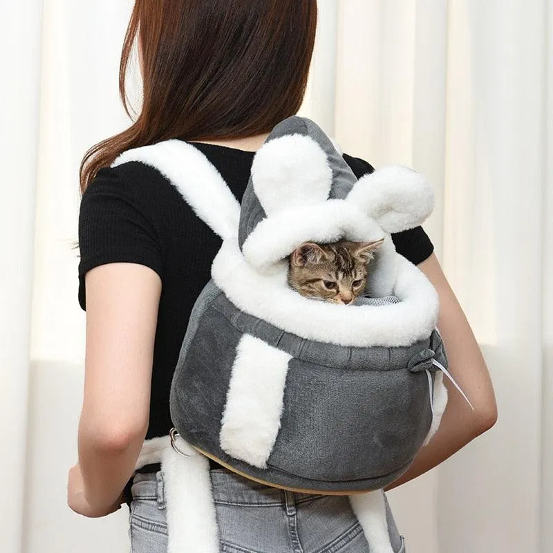 Lovely Pet Carrying Dog Cat Carrier Backpack Warn Plush Travel Bag Chest Pack Breathable Cat Upgrade Transport Backpack ZH847