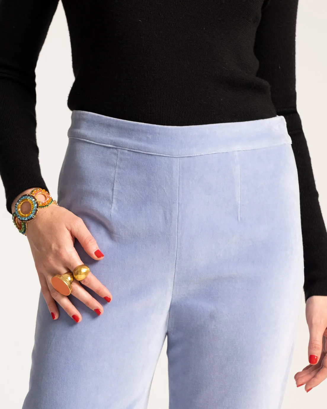 Lucy Pant Stretch Velvet Light Blue