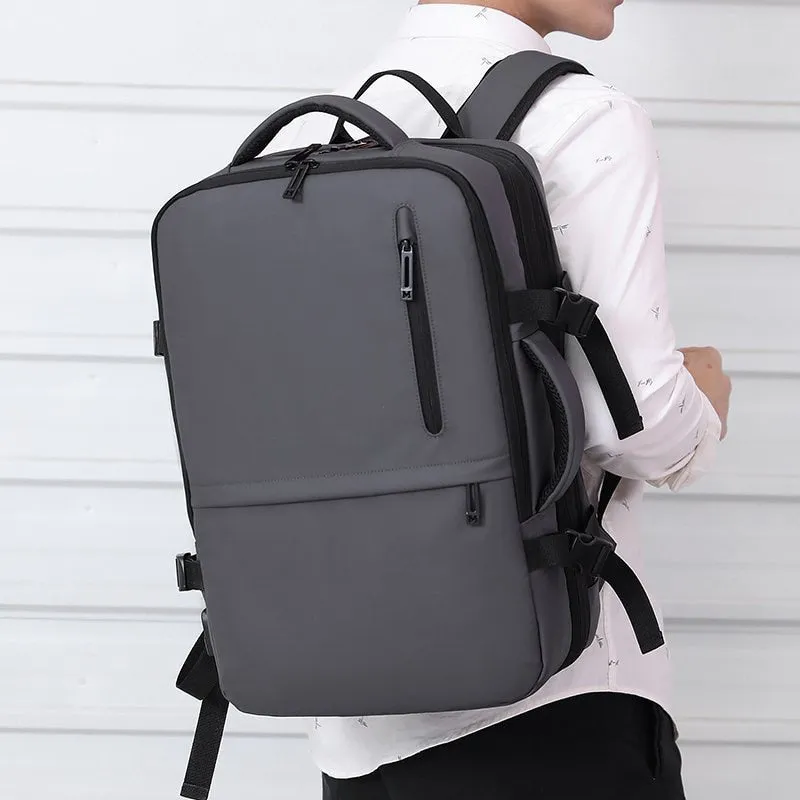 Man's Business Backpack High-Quality Nylon Notebook Backbag USB