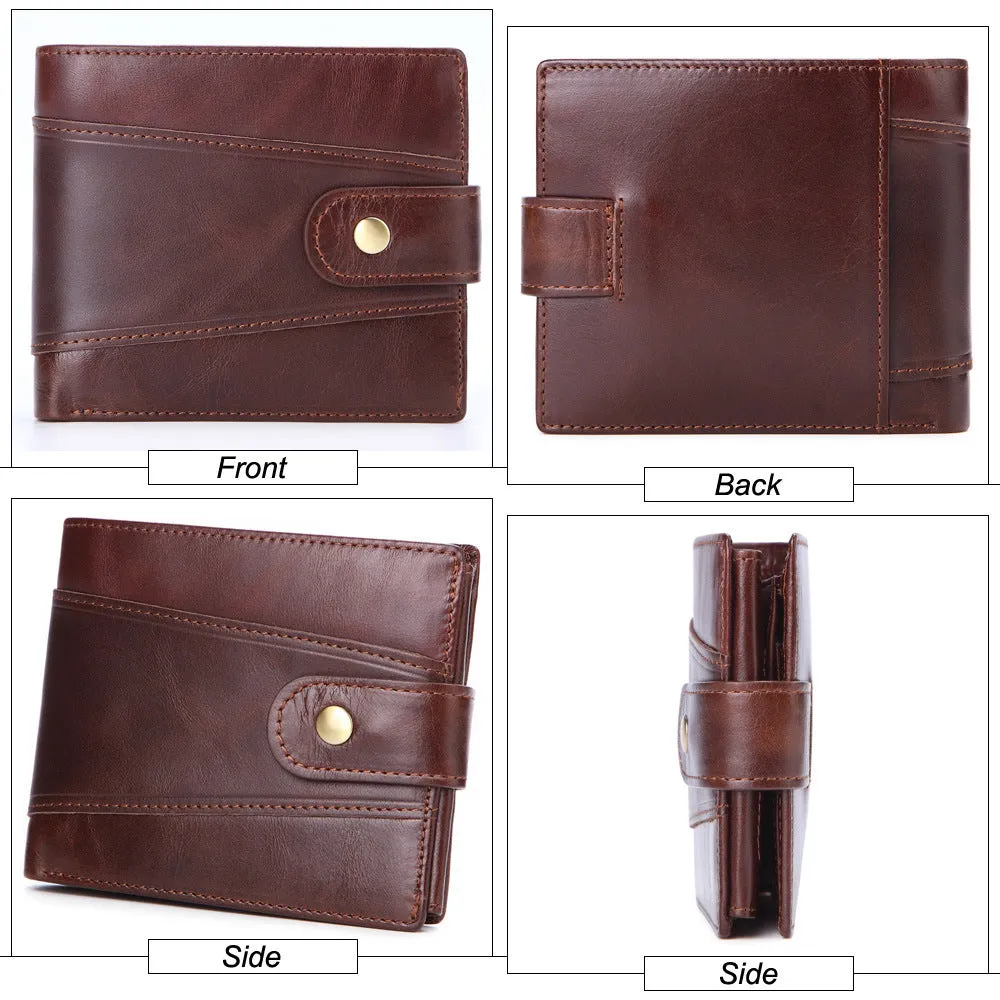 Men's BusinessOil Wax Leather Retro Top Layer Cowhide Wallet Foreign Trade Explosion Multi-Card Position Clutch