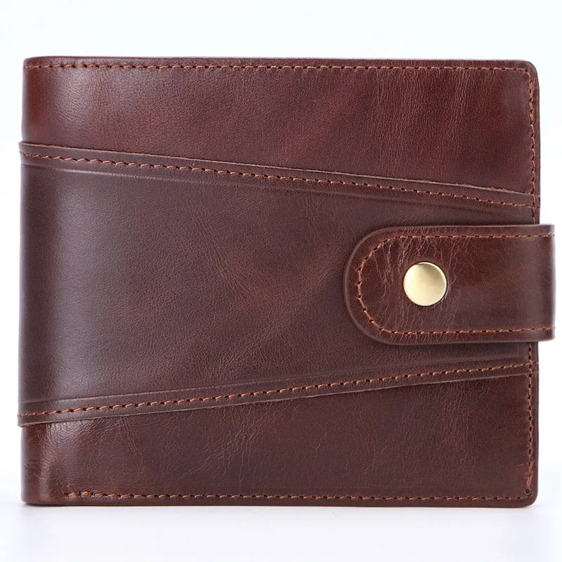 Men's BusinessOil Wax Leather Retro Top Layer Cowhide Wallet Foreign Trade Explosion Multi-Card Position Clutch