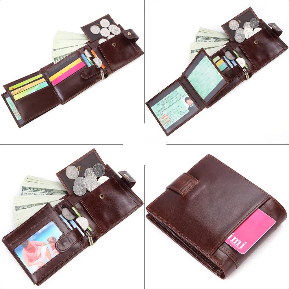 Men's BusinessOil Wax Leather Retro Top Layer Cowhide Wallet Foreign Trade Explosion Multi-Card Position Clutch