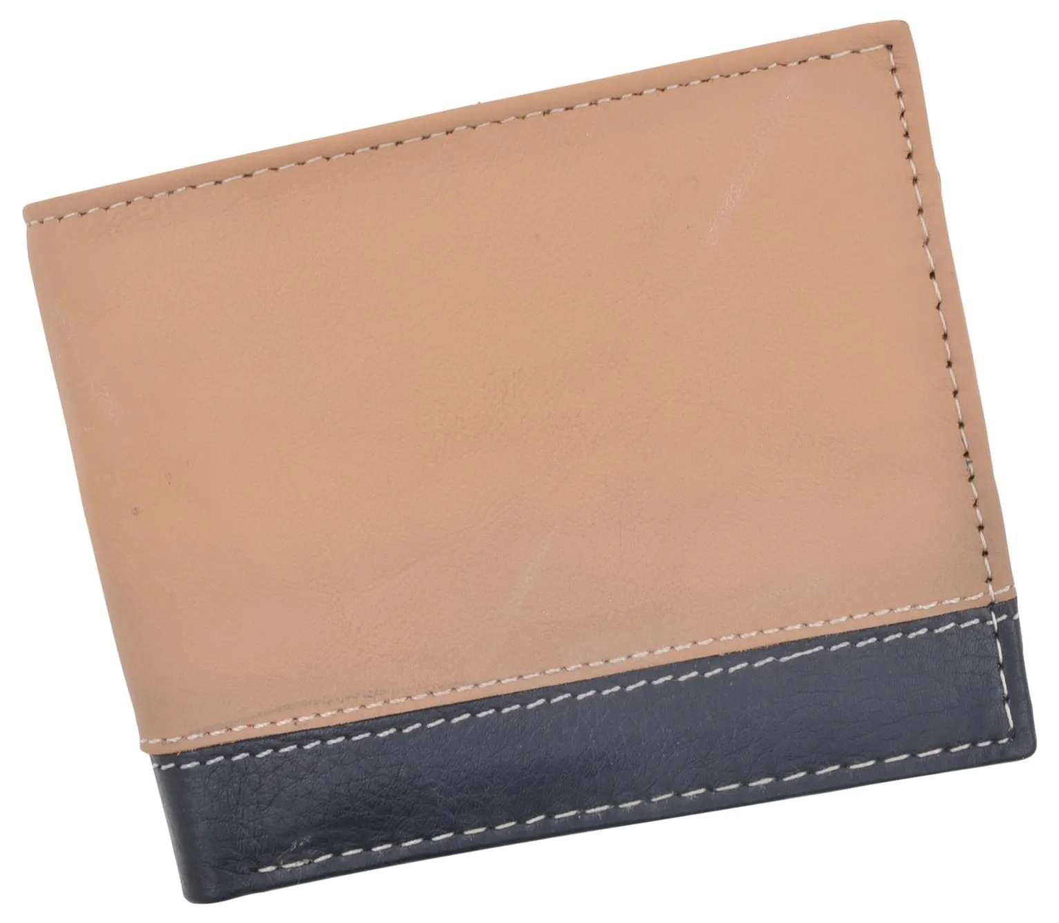 Men's Center Flap Double ID Bifold Premium Leather Wallet 402052