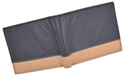 Men's Center Flap Double ID Bifold Premium Leather Wallet 402052