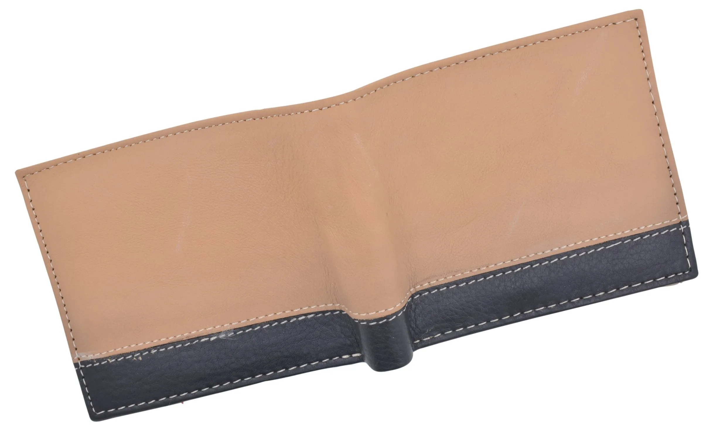 Men's Center Flap Double ID Bifold Premium Leather Wallet 402052