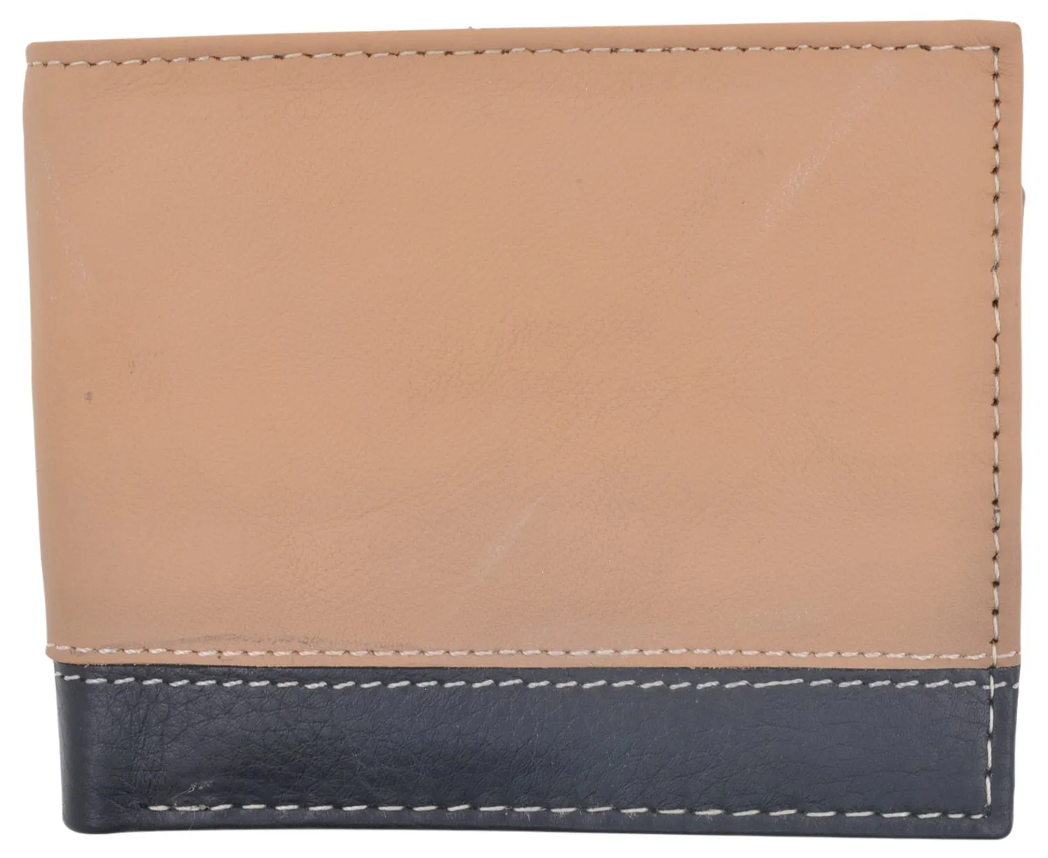 Men's Center Flap Double ID Bifold Premium Leather Wallet 402052