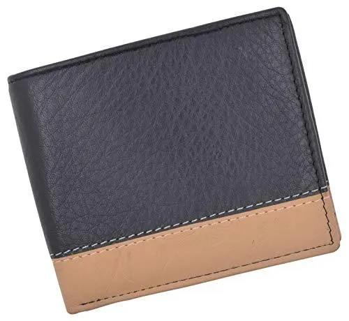 Men's Center Flap Double ID Bifold Premium Leather Wallet 402052