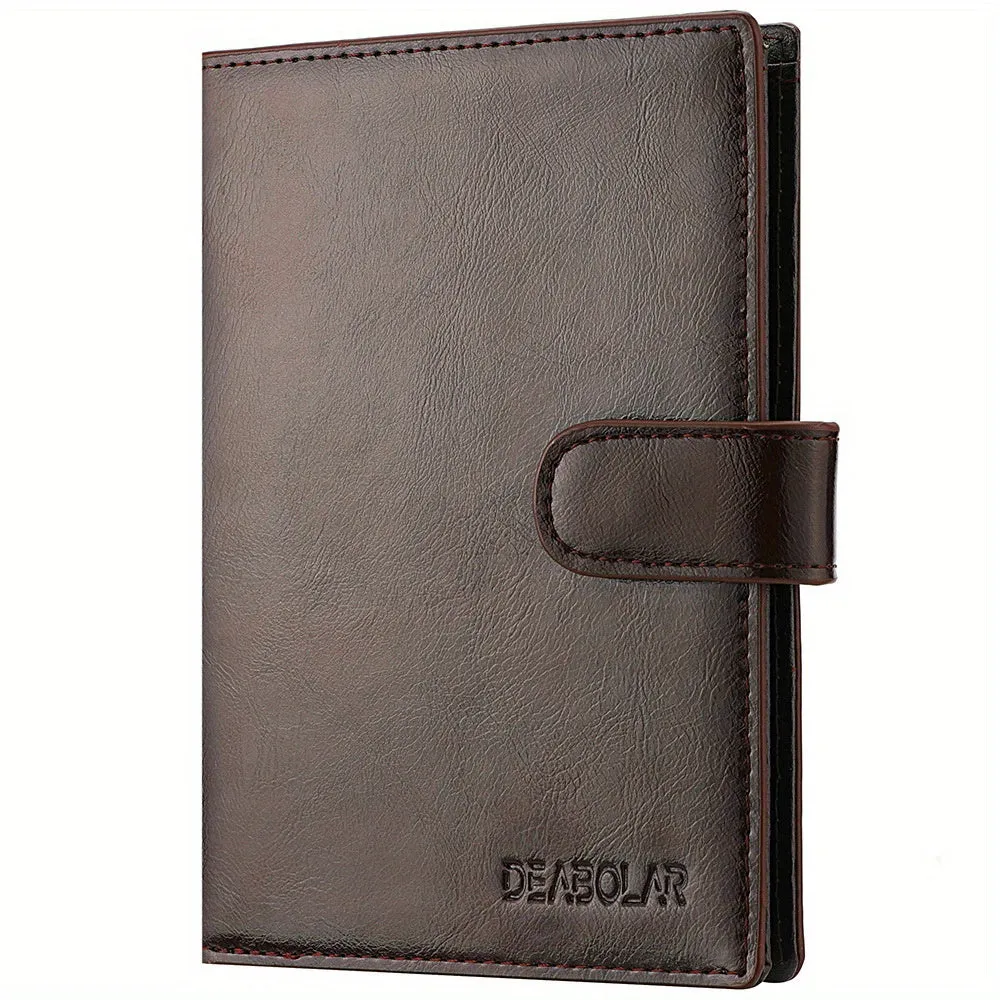 Mens Vintage PU Leather Passport Wallet with Multiple Card Slots