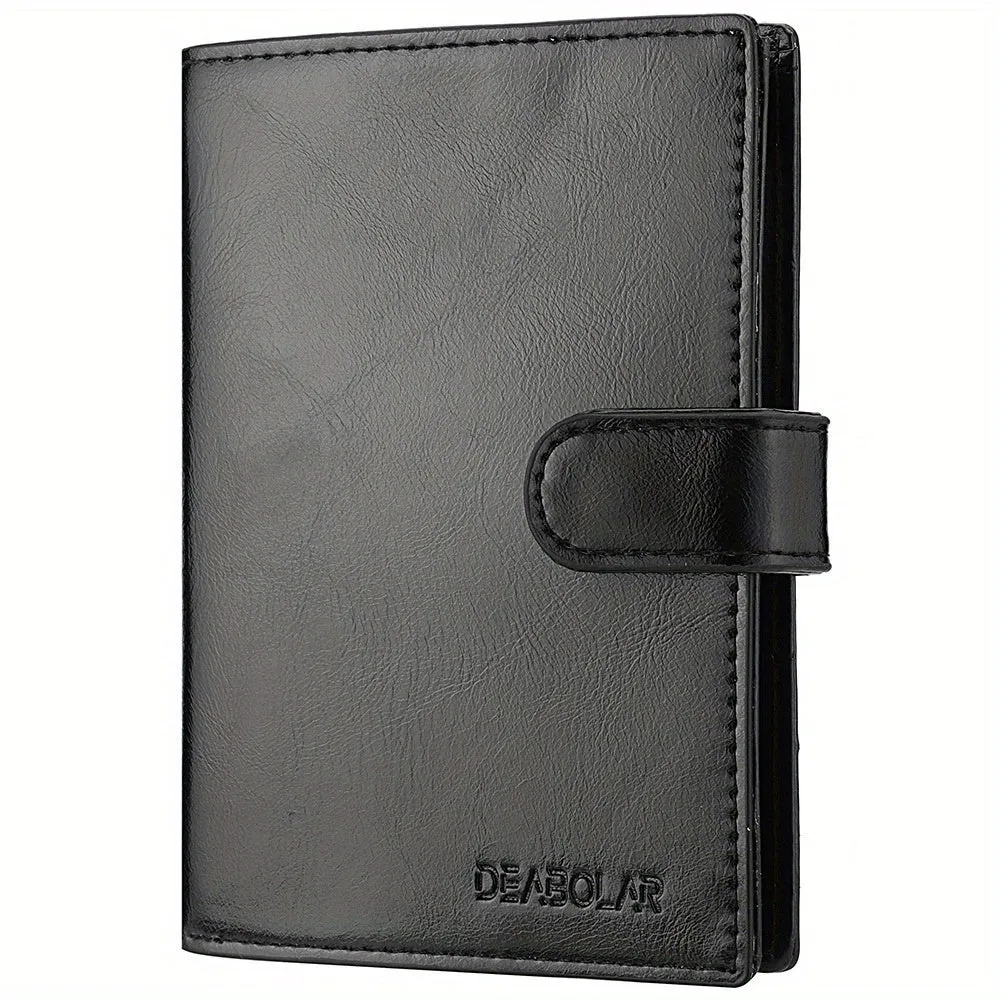 Mens Vintage PU Leather Passport Wallet with Multiple Card Slots