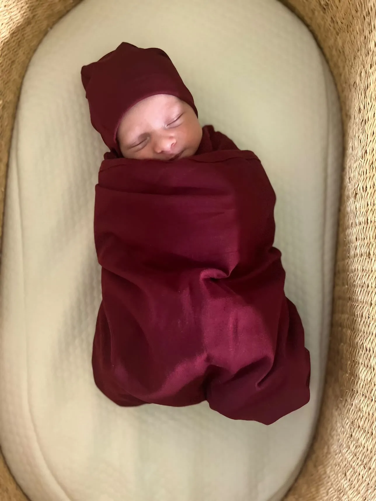 Merlot Swaddle Blanket & Newborn Hat Set