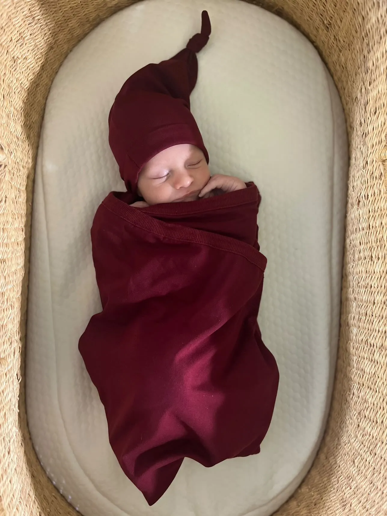 Merlot Swaddle Blanket & Newborn Hat Set