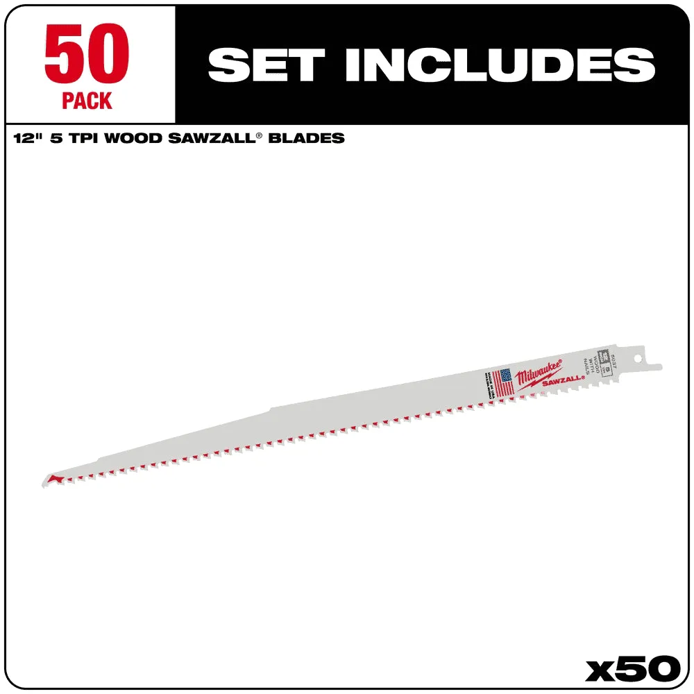 Milwaukee 12" 5-TPI SAWZALL‚® Blades - 50/Pack