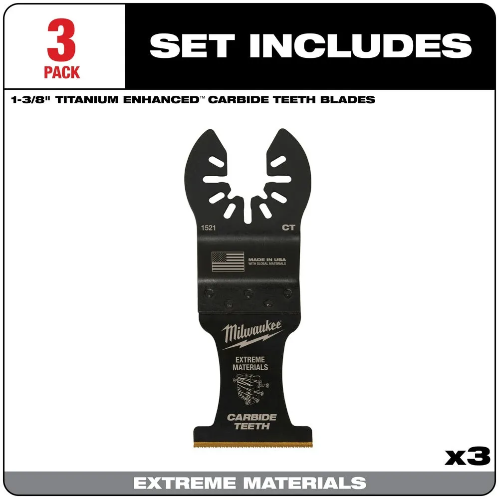 Milwaukee  49-25-1523 Milwaukee® OPEN-LOK™ 1-3/8" TITANIUM ENHANCED CARBIDE TEETH MULTI-MATERIAL BLADE 3PK