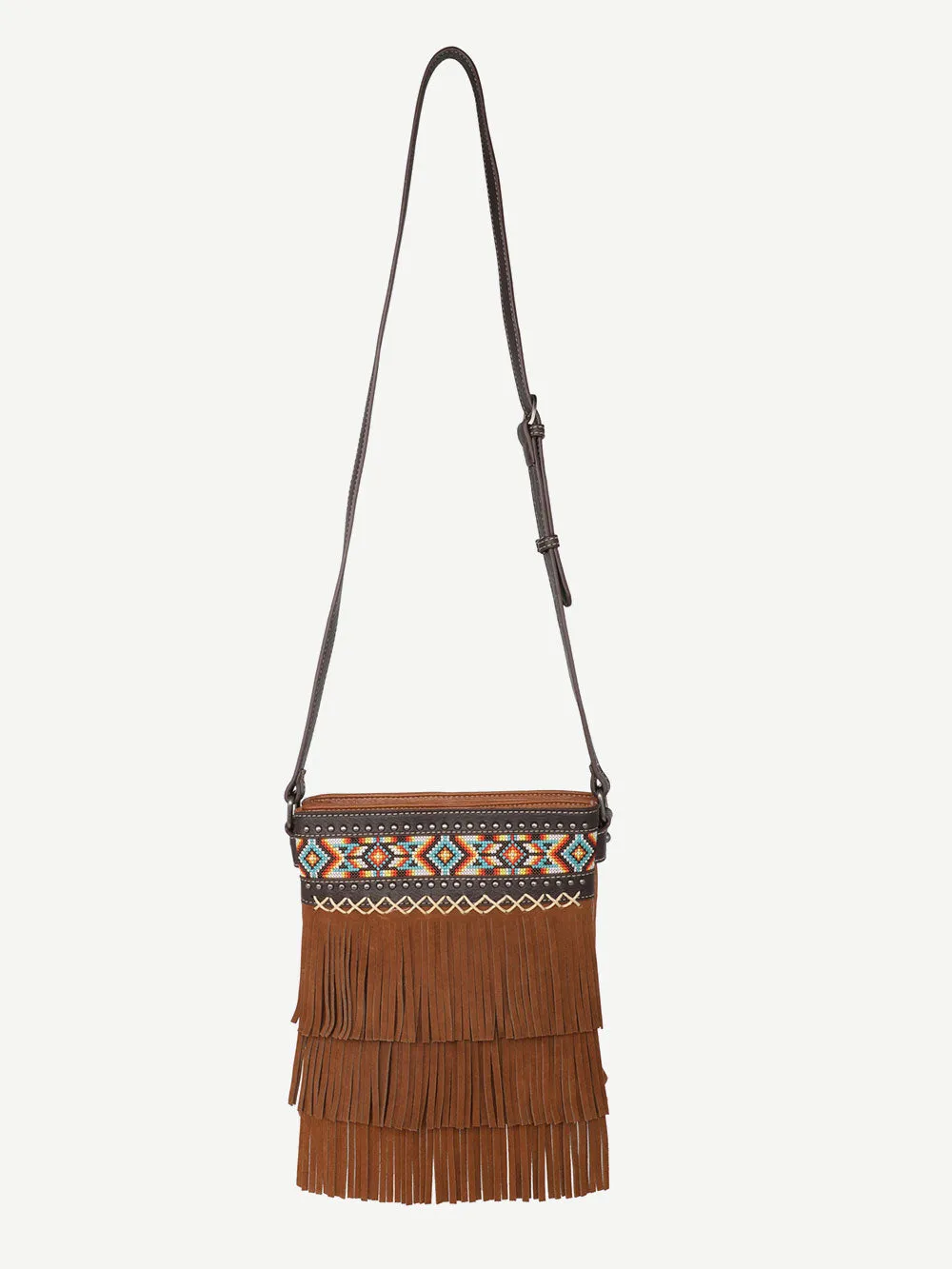 Montana West Embroidered Aztec Fringe Concealed Carry Crossbody