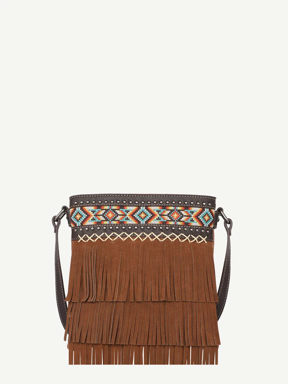 Montana West Embroidered Aztec Fringe Concealed Carry Crossbody