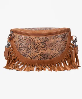 Montana West Floral Embossed Fringe Fanny Pack