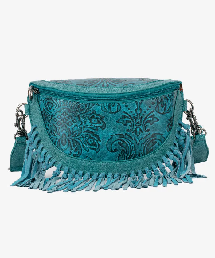 Montana West Floral Embossed Fringe Fanny Pack