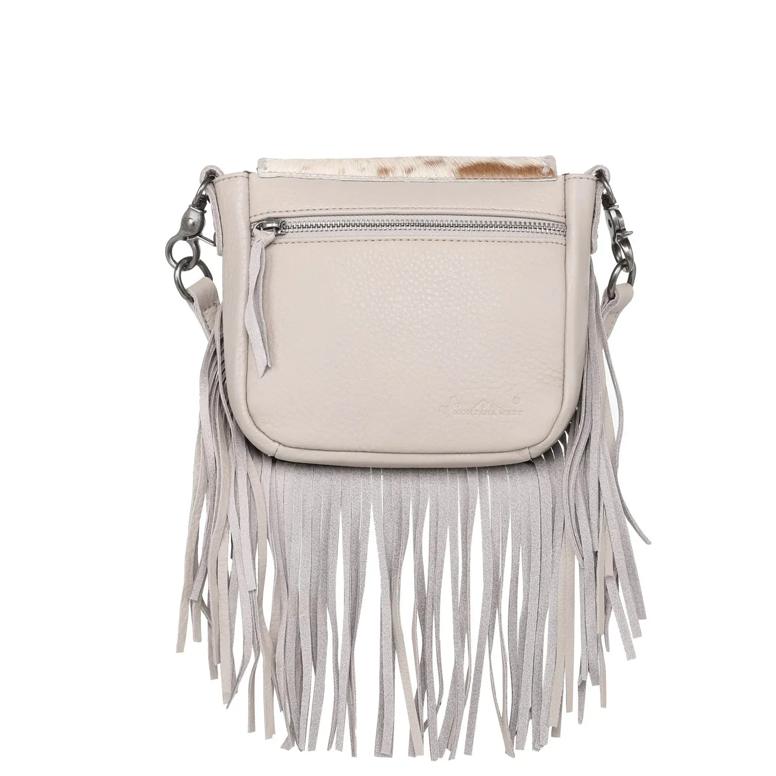 Montana West Genuine Leather Hair-on Collection Fringe Crossbody