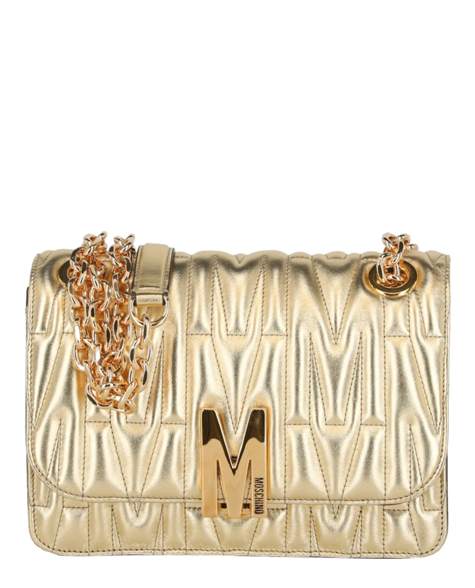 Moschino M Logo Plaque Shoulder Bag