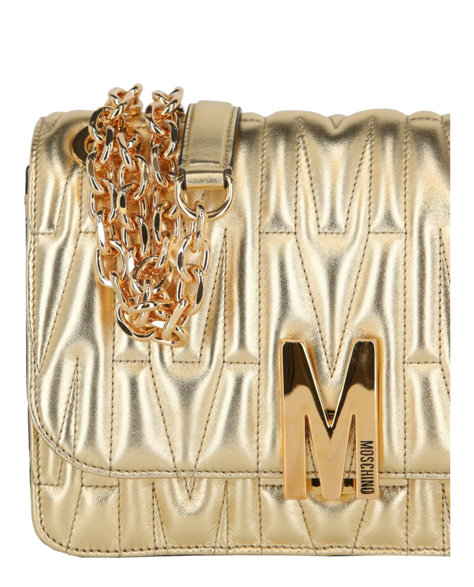 Moschino M Logo Plaque Shoulder Bag