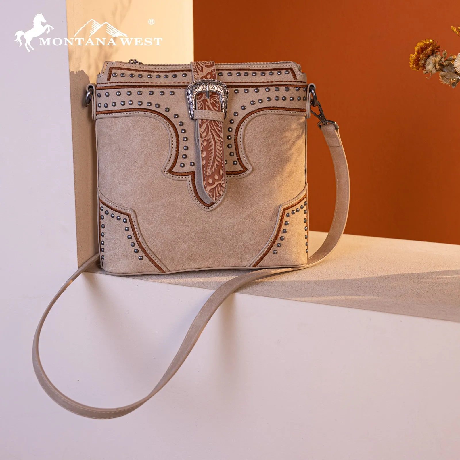 MW1282-8360  Montana West Buckle Collection Concealed Carry Crossbody Bag