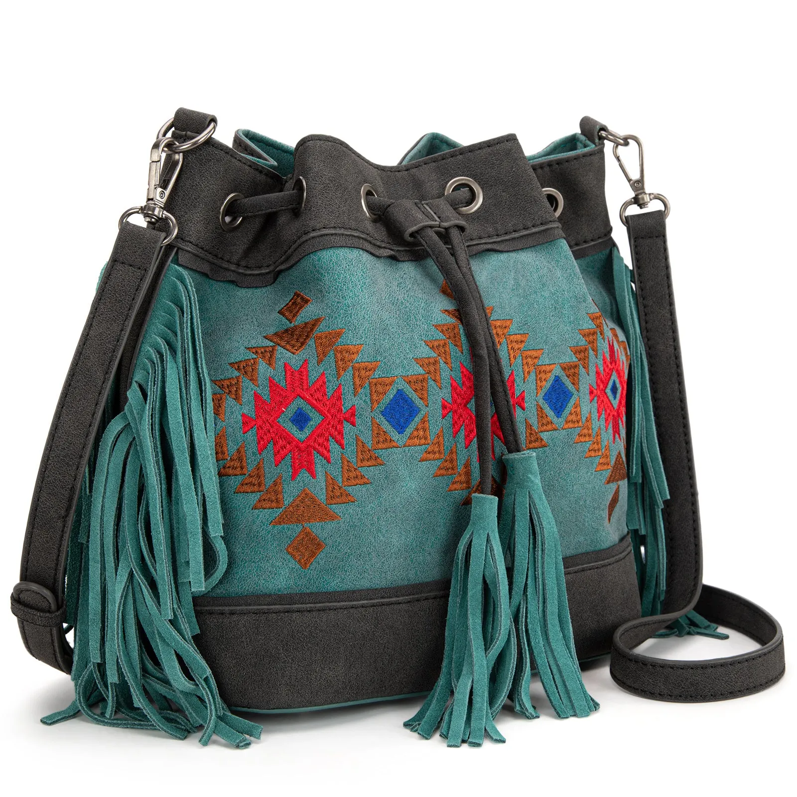 MW1312-8311  Montana West Embroidered Collection Drawstring Shoulder Bag/Crossbody